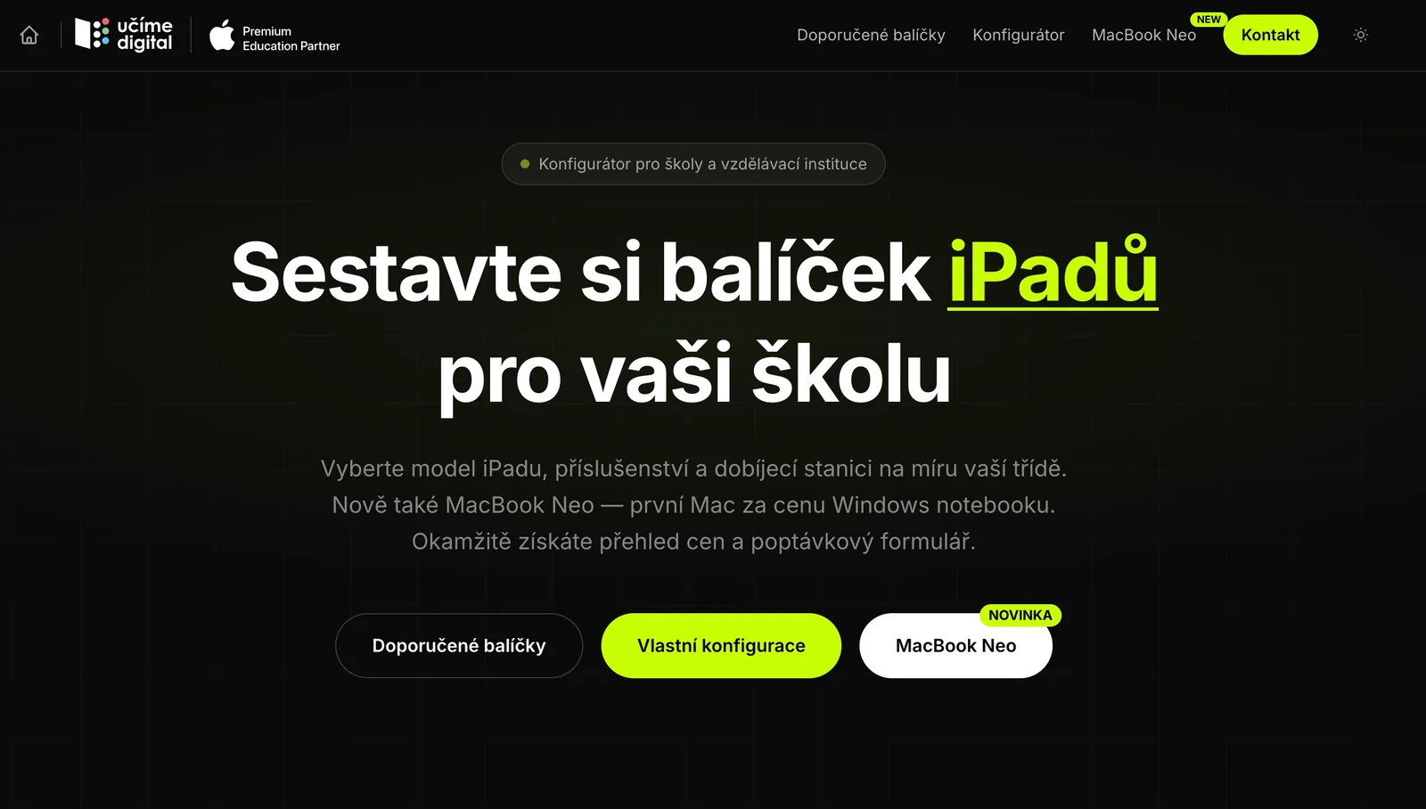 Screenshot 1 z 4 — Konfigurátor iPad učeben