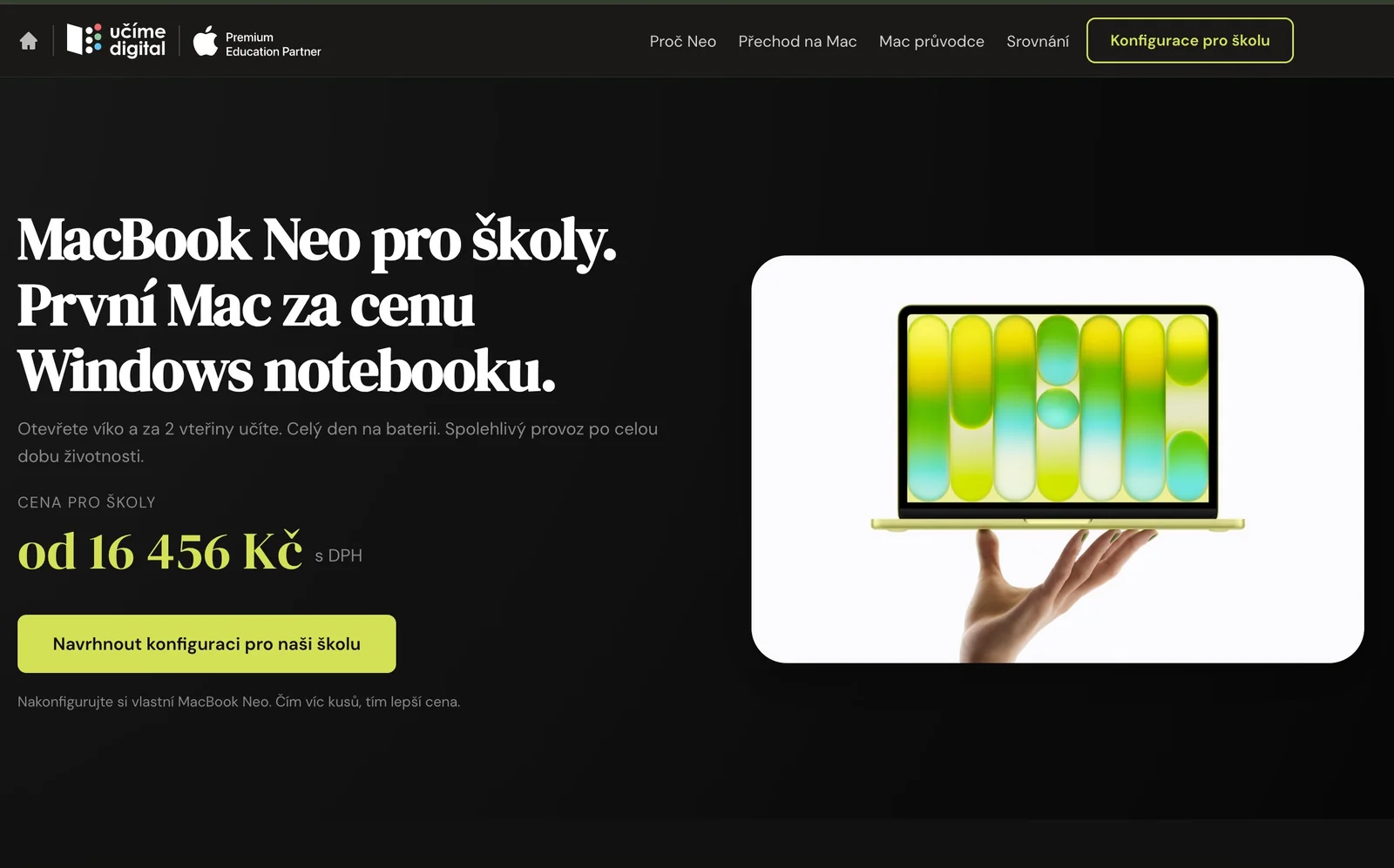 Screenshot 1 z 6 — MacBook Neo do školy