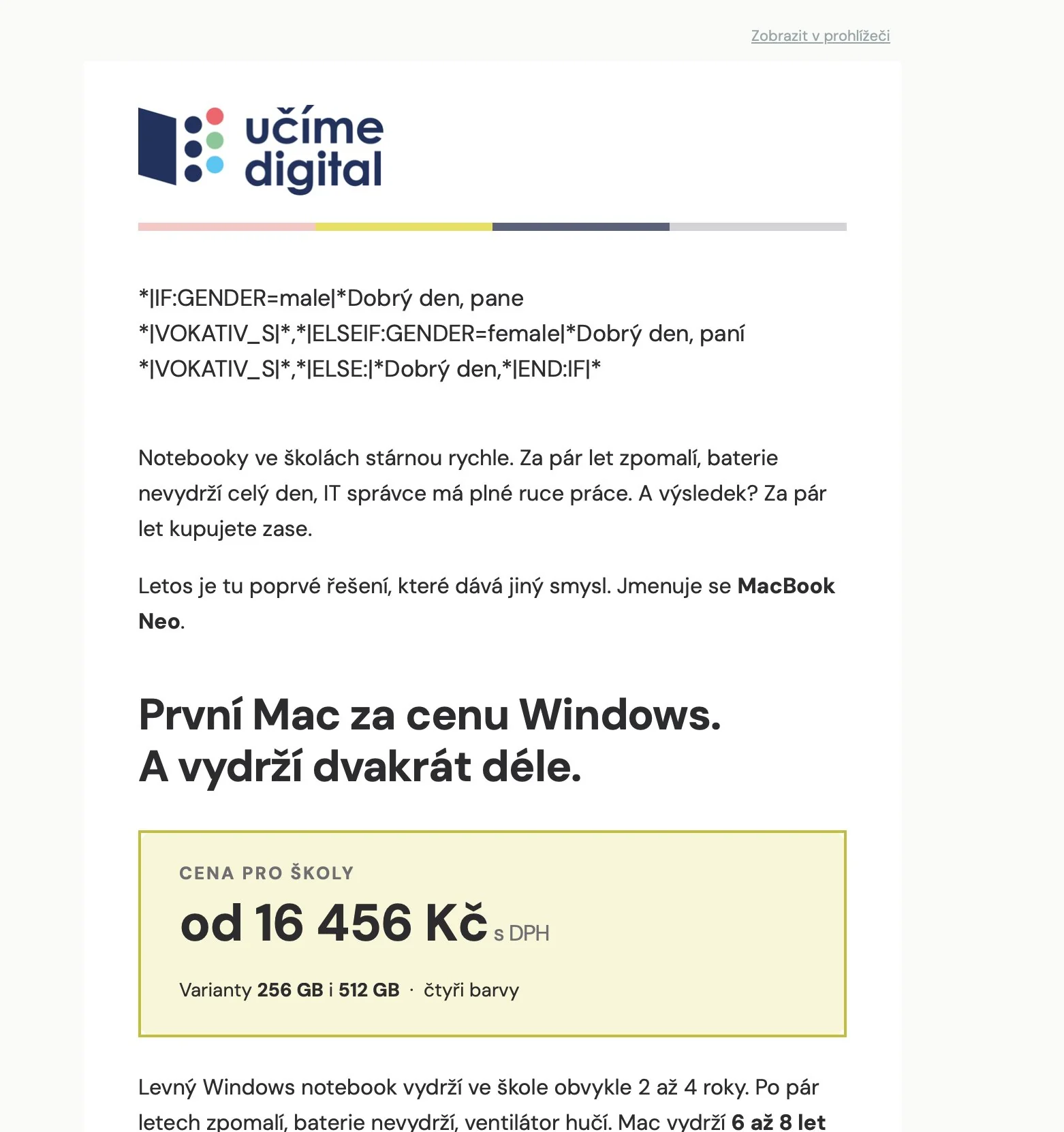 Náhled projektu HTML newslettery