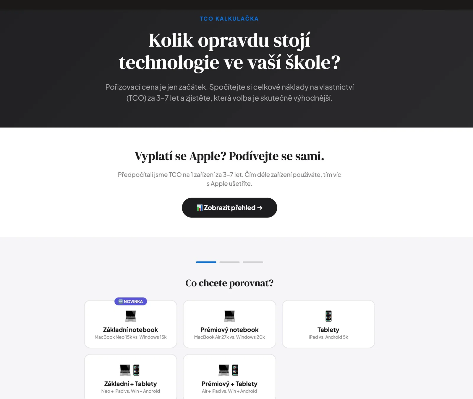 Screenshot 1 z 4 — TCO kalkulačka